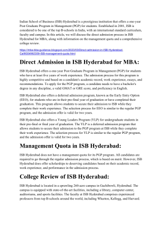 Management quota in ISB Call@ 9354992359 Direct admission in ISB Hyderabad