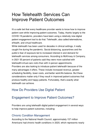 How Telehealth Services Can Improve Patient Outcomes