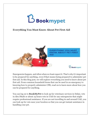 Everything You Must Know About Pet First Aid