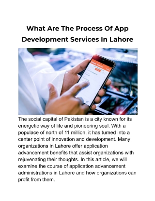 What Are The Process Of App Development Services In Lahore
