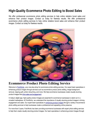High-Quality Ecommerce Photo Editing to Boost Sales