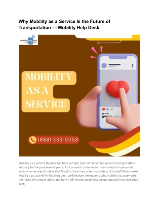 Why Mobility as a Service Is the Future of Transportation - - Mobility Help Desk
