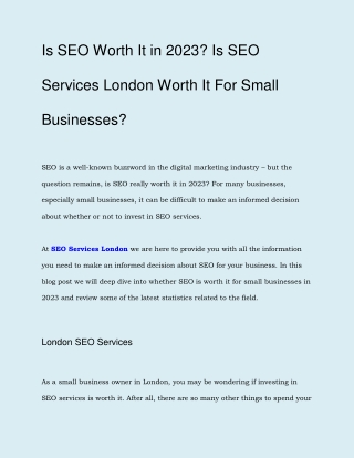 Is SEO Worth It in 2023_ Is SEO Services London Worth It For Small Businesses_