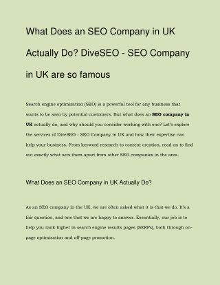 What Does an SEO Company in UK Actually Do_ DiveSEO - SEO Company in UK are so famous