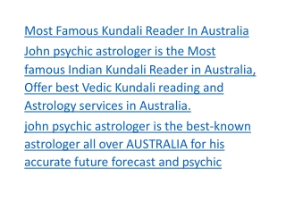 Most Famous Kundali Reader In Australia