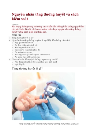 Nguyên nhân tăng đường huyết và cách kiểm soát