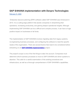 SAP S_4HANA implementation with Denpro Technologies