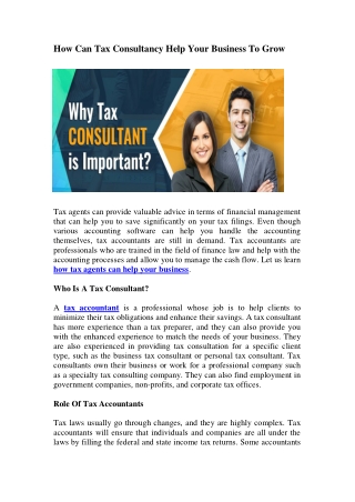 How Can Tax Consultancy Help Your Business To Grow