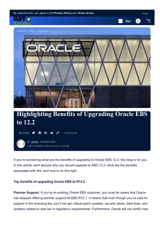 Highlighting Benefits of Upgrading Oracle EBS to 12.2