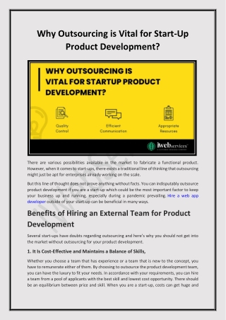 Why Outsourcing is Vital for Start-Up Product Development - iWebServices