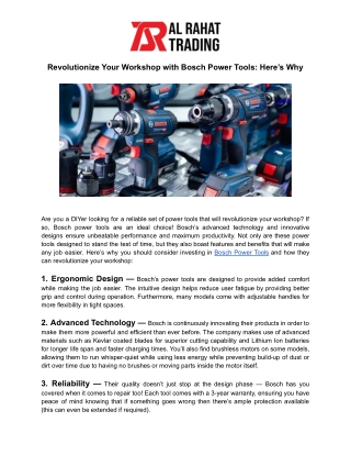 Revolutionize Your Workshop with Bosch Power Tools_ Here’s Why