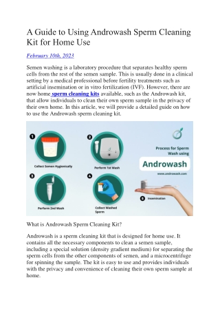 A Guide to Using Androwash Sperm Cleaning Kit for Home Use