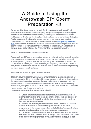 A Guide to Using the Androwash DIY Sperm Preparation Kit