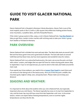 GUIDE TO VISIT GLACIER NATIONAL PARK