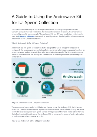 A Guide to Using the Androwash Kit for IUI Sperm Collection