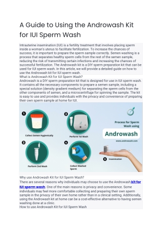 A Guide to Using the Androwash Kit for IUI Sperm Wash