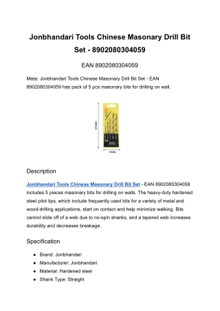 jonbhandari Tools Chinese Masonary Drill Bit Set