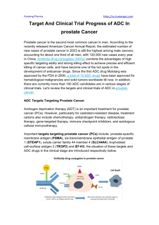 Target And Clinical Trial Progress of ADC In prostate Cancer