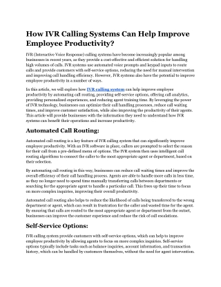 How IVR Calling Systems Can Help Improve Employee Productivity.docx