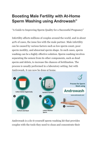 Boosting Male Fertility with At-Home Sperm Washing using Androwash