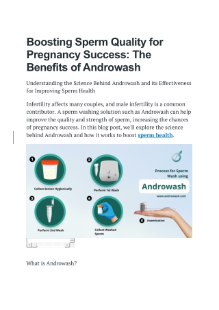 Boosting Sperm Quality for Pregnancy Success- The Benefits of Androwash