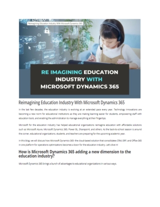 Reimagining Education Industry With Microsoft Dynamics 365