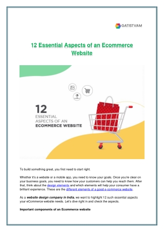 12 Essential Aspects of an E-Commerce Website