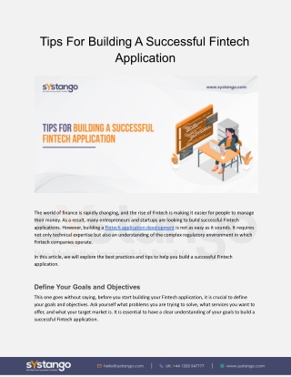 Tips For Building A Successful Fintech Application