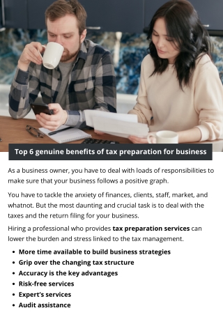Top 6 genuine benefits of tax preparation for business