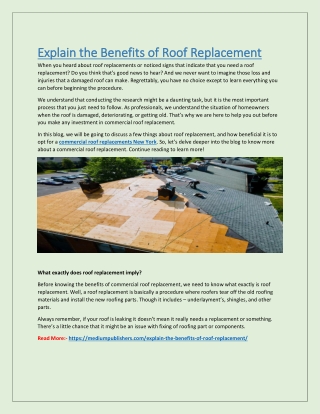 Explain the Benefits of Roof Replacement