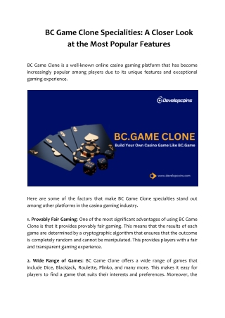 BC Game Clone Specialities_ A Closer Look at the Most Popular Features