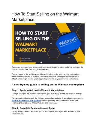 How To Start Selling on the Walmart Marketplace