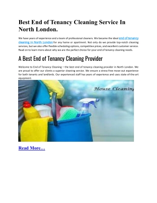 Best End of Tenancy Cleaning Service In North London