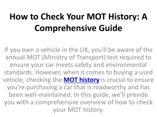 How to Check Your MOT History A Comprehensive Guide