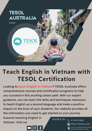 Teach English in Vietnam with TESOL Certification