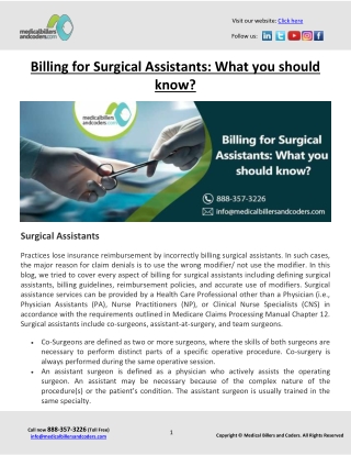 Billing for Surgical Assistants- What you should know