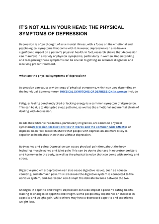 IT'S NOT ALL IN YOUR HEAD_ THE PHYSICAL SYMPTOMS OF DEPRESSION