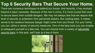 Top 6 Security Bars That Secure Your Home.