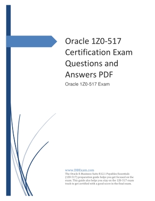 Oracle 1Z0-517 Certification Exam Questions and Answers PDF