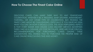 How To Choose The Finest Cake Online