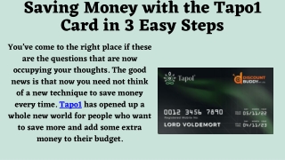 Saving Money with the Tapo1 Card in 3 Easy Steps