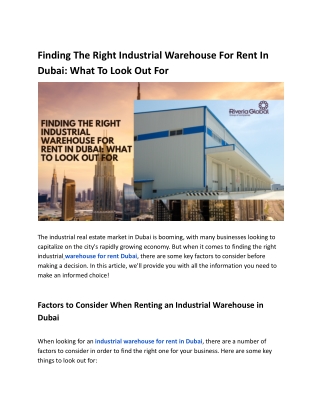 Finding The Right Industrial Warehouse For Rent In Dubai_ What To Look Out For