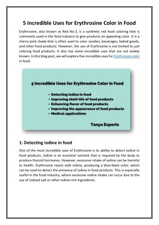 5 Incredible Uses for Erythrosine Color in Food