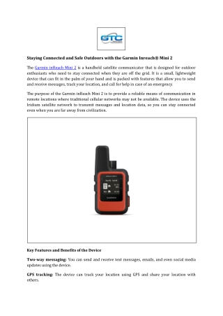 Staying Connected and Safe Outdoors with the Garmin Inreach