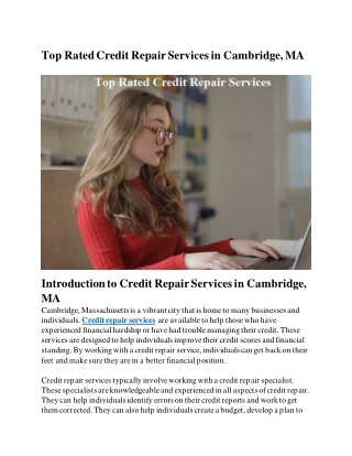 Top Rated Credit Repair Services in Cambridge, MA