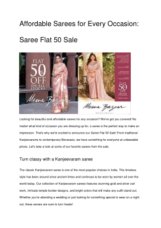 Affordable Sarees for Every Occasion Saree Flat 50 Sale