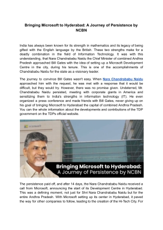 Bringing Microsoft to Hyderabad: A Journey of Persistence by NCBN