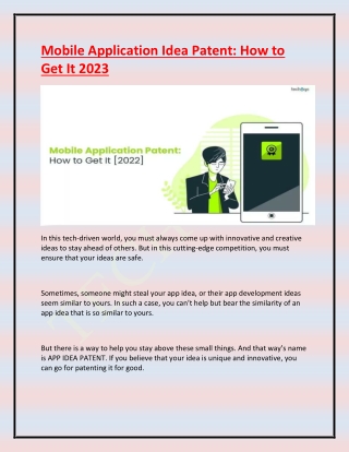 Mobile Application Idea Patent How to Get It 2023