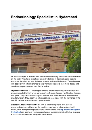 Discover the Top Endocrinology Specialist in Hyderabad