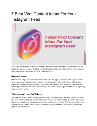 7 Best Viral Content Ideas For Your Instagram Feed